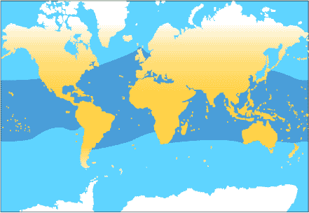 La zone d'influence géographique du dauphin bleu et blanc