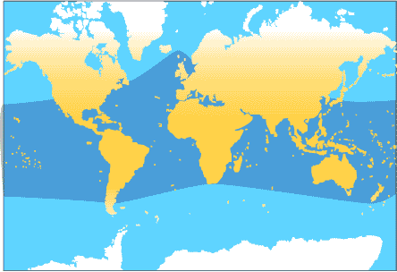 La zone d'influence géographique du dauphin commun.