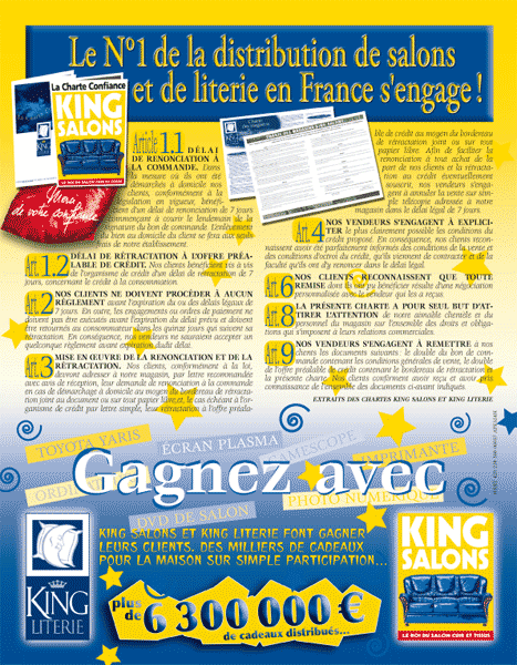 Annonce-presse King Salons, King Literie